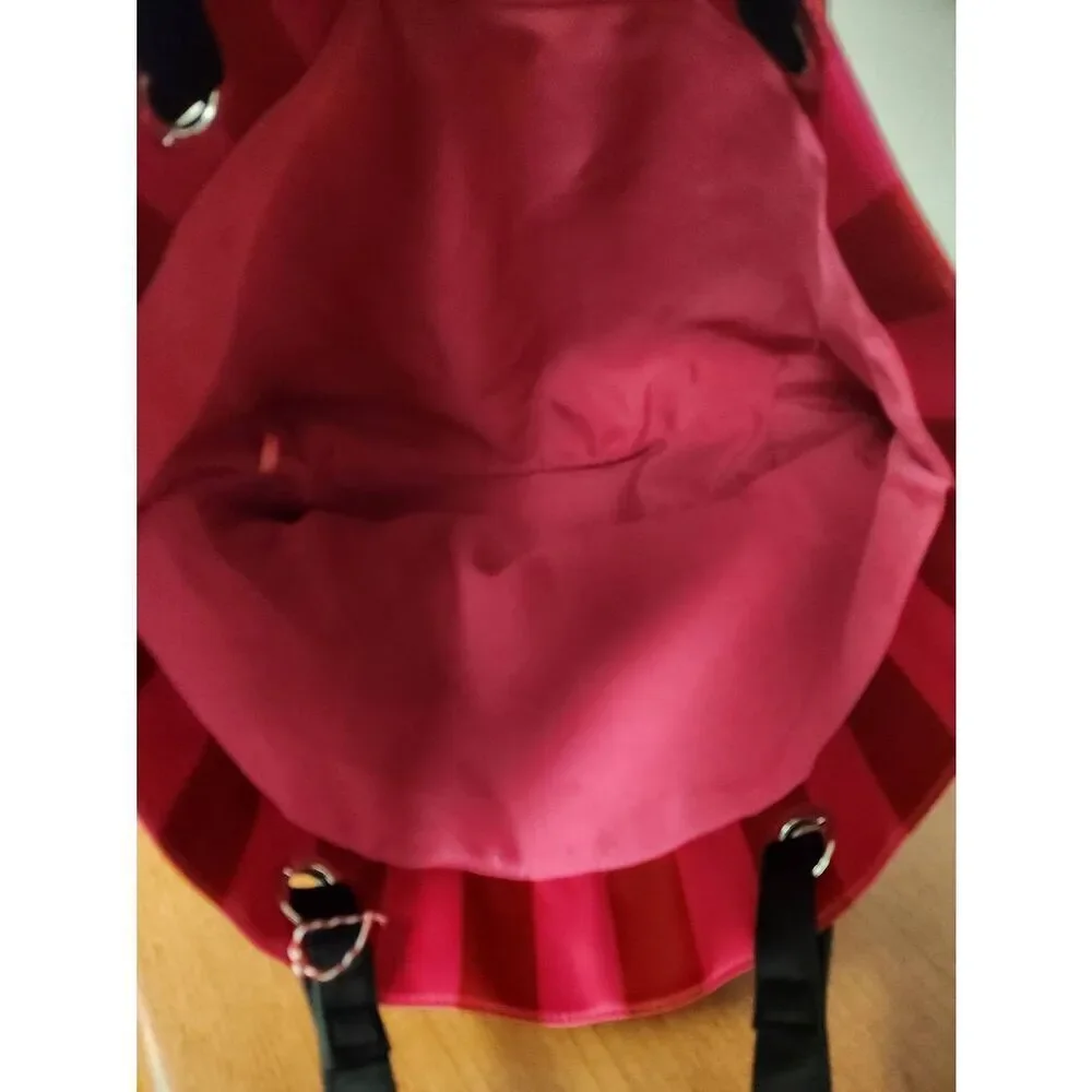 Victoria Secret Rhinestones Pink Red Vertical Stripe Large Tote Bag Weekender